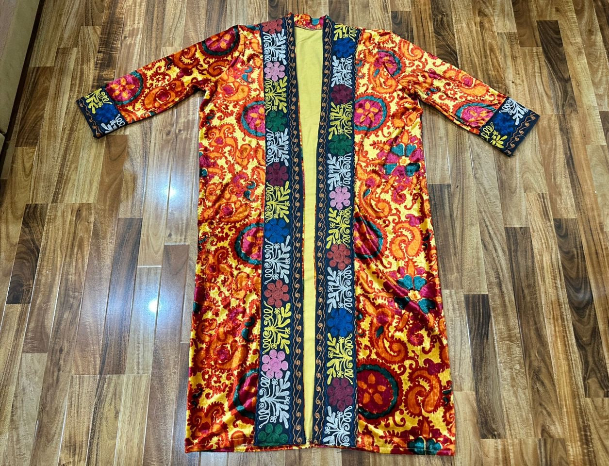 Handmade Upcycled Uzbek Suzani Embroidery Chapan Coat/Robe/Kaftan/Kimono Vintage 3 Unit