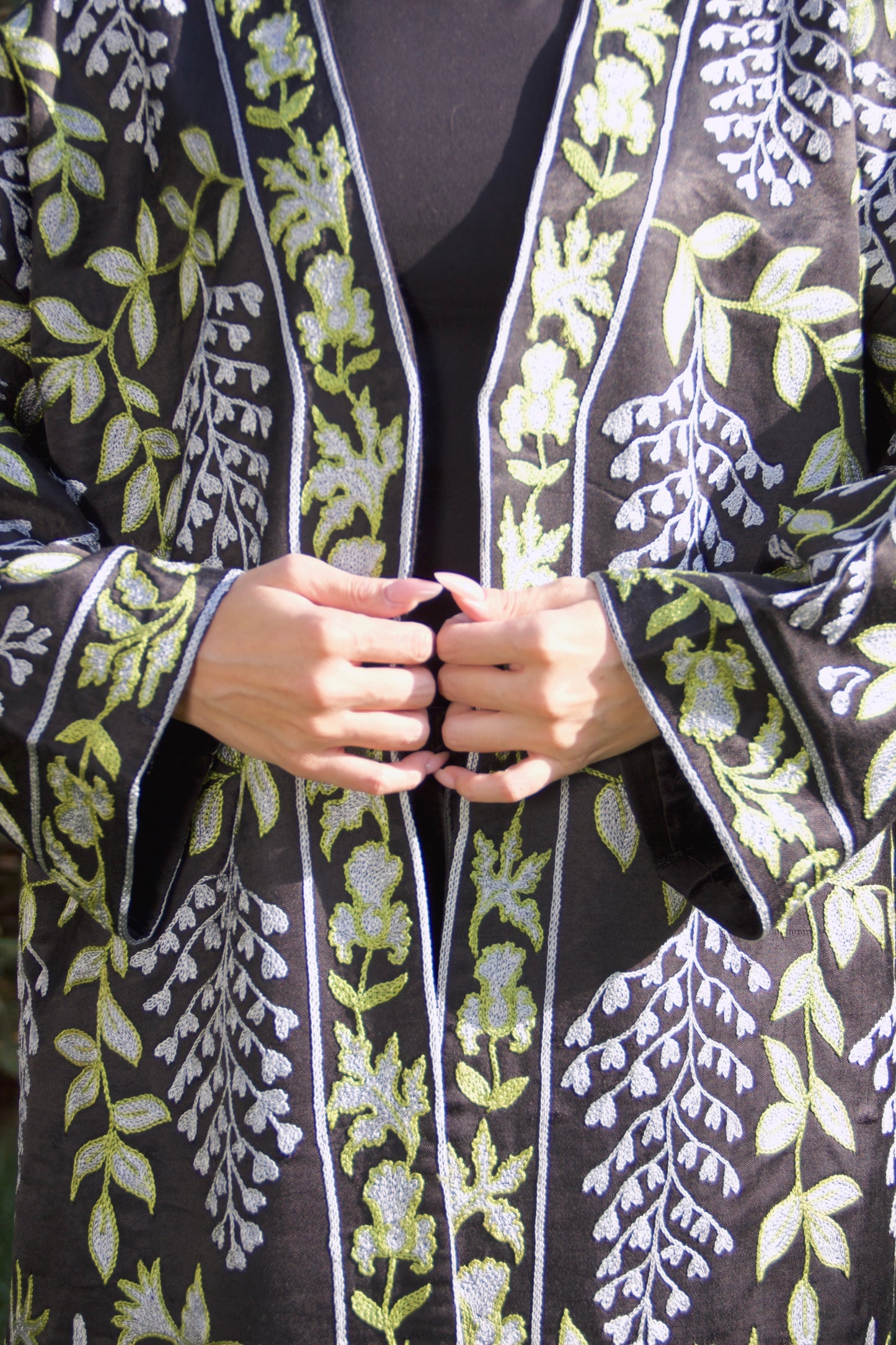 Handmade Uzbek suzani embroidery Chapan Coat Kaftan, Uzbek traditional Chopon silk cotton