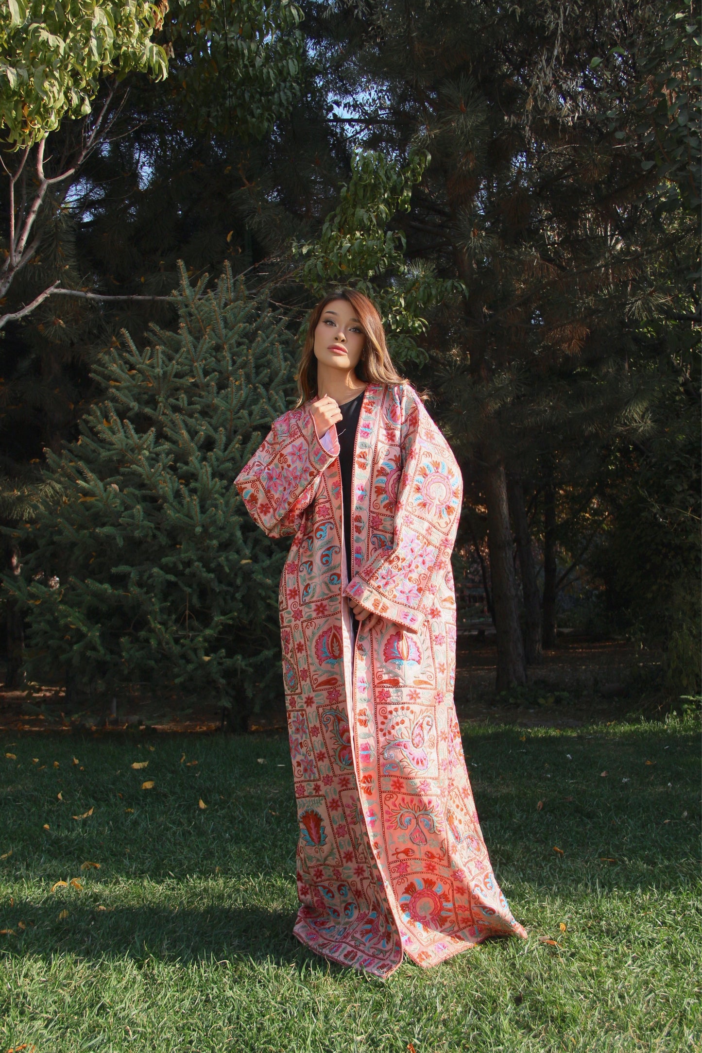 Handmade Uzbek suzani embroidery Chapan Coat Kaftan, Uzbek traditional Chopon silk cotton
