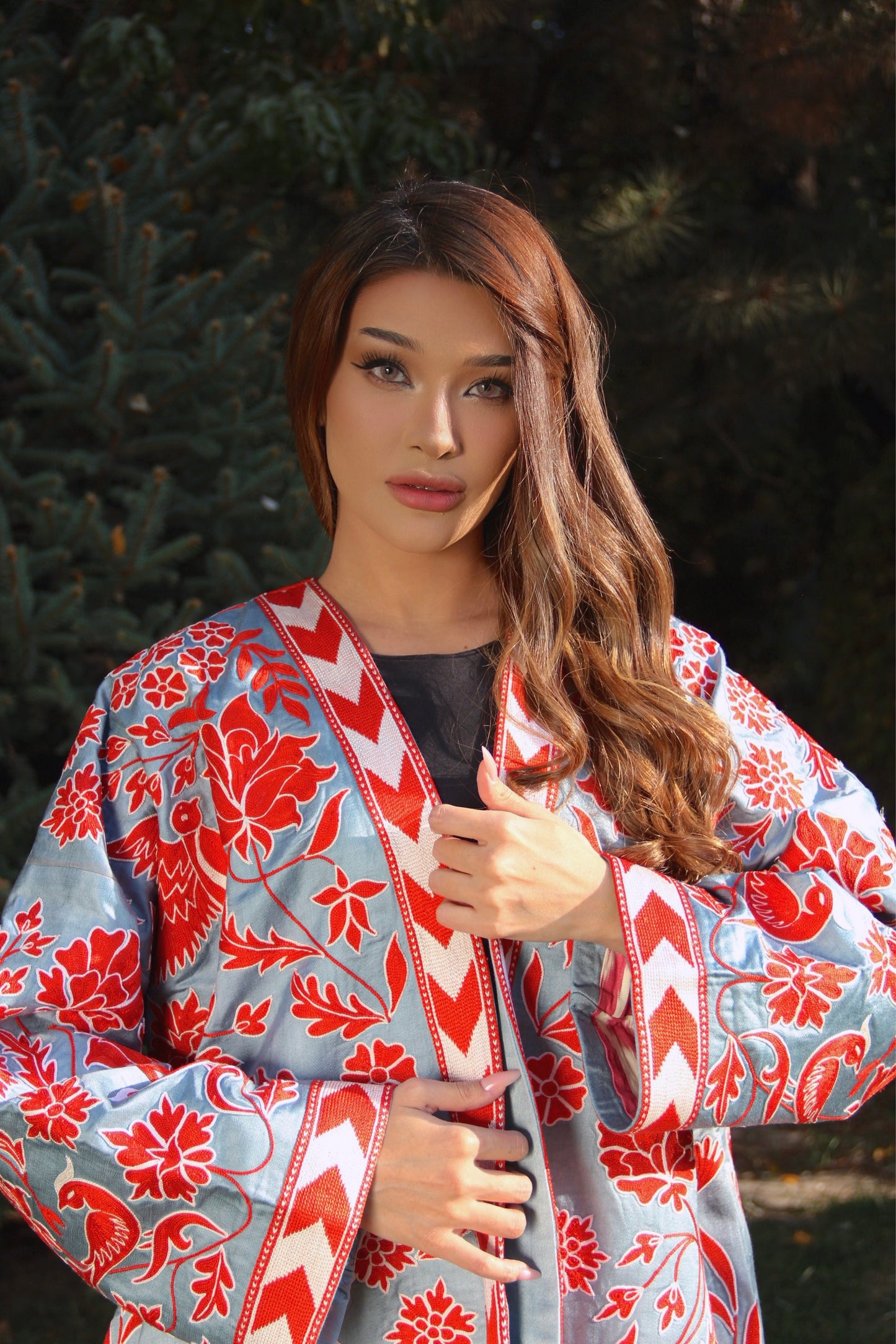Handmade Uzbek suzani embroidery Chapan Coat Kaftan, Uzbek traditional Chopon silk cotton