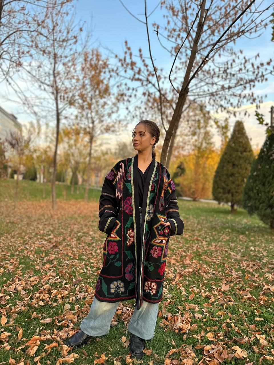 Vintage Handmade Uzbek Suzani Chapan: Upcycled Embroidered Kaftan