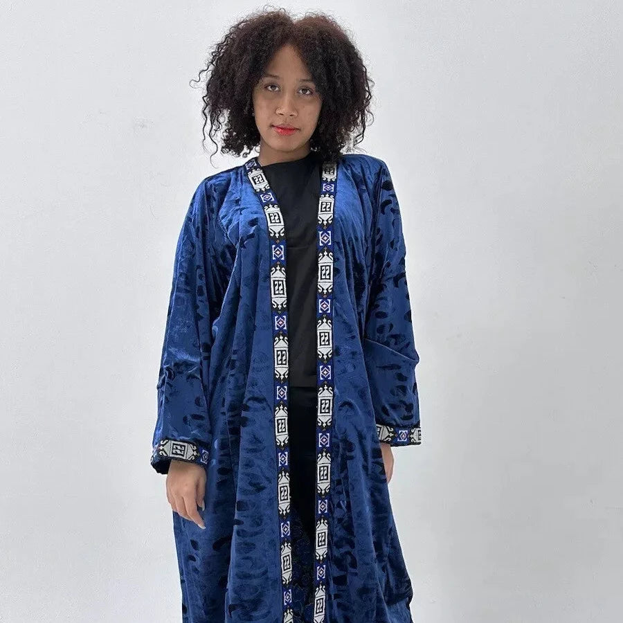 Vintage Handmade Uzbek Suzani Chapan: Upcycled Embroidered Kaftan