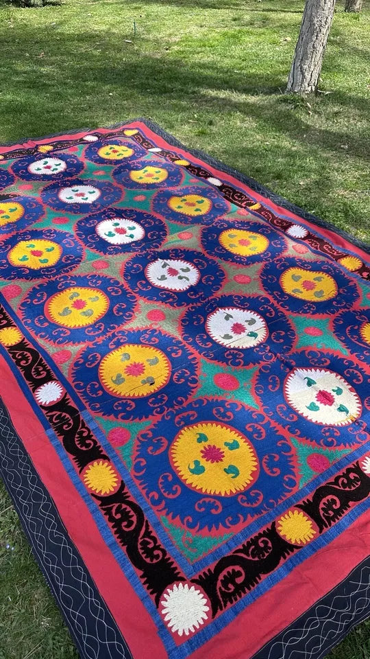 Vintage Uzbek Suzani Wall Hanging & Tablecloth