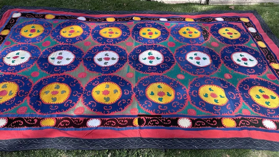 Vintage Uzbek Suzani Wall Hanging & Tablecloth