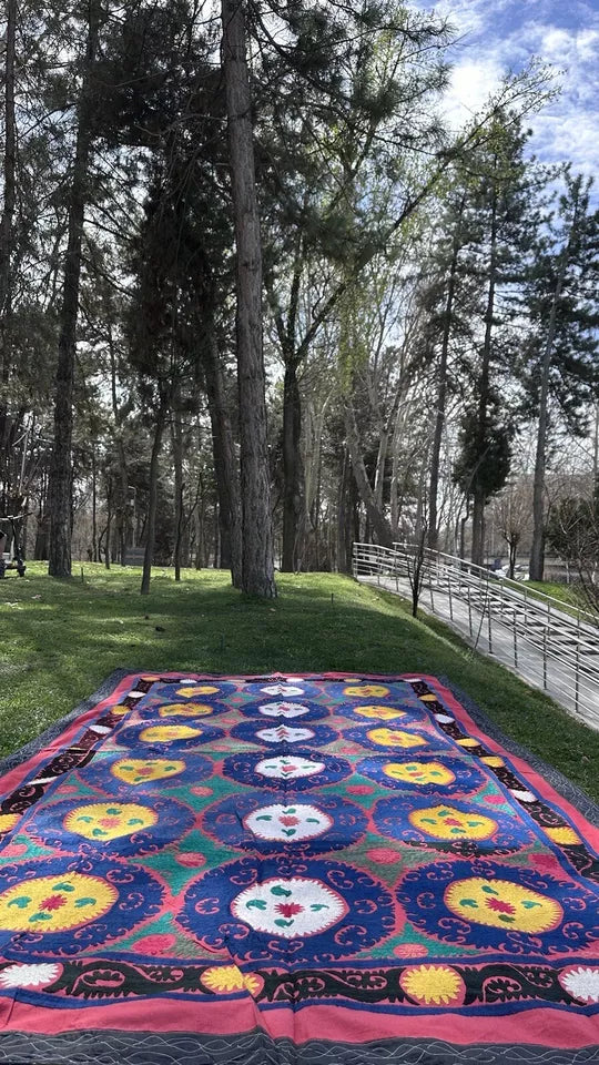 Vintage Uzbek Suzani Wall Hanging & Tablecloth