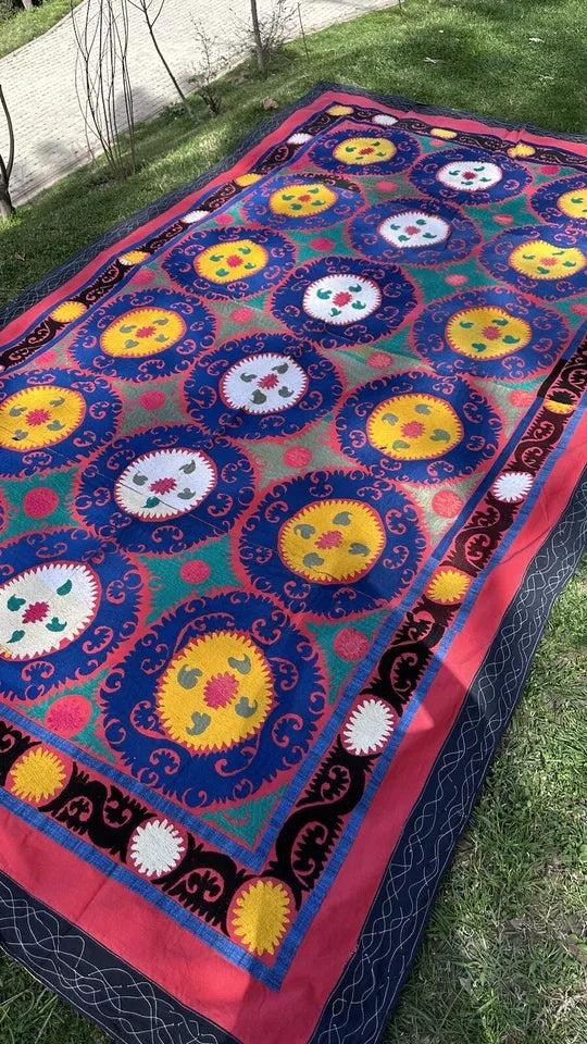 Vintage Uzbek Suzani Wall Hanging & Tablecloth