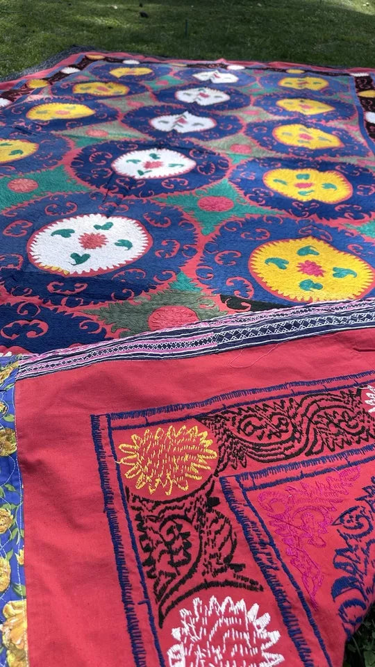 Vintage Uzbek Suzani Wall Hanging & Tablecloth