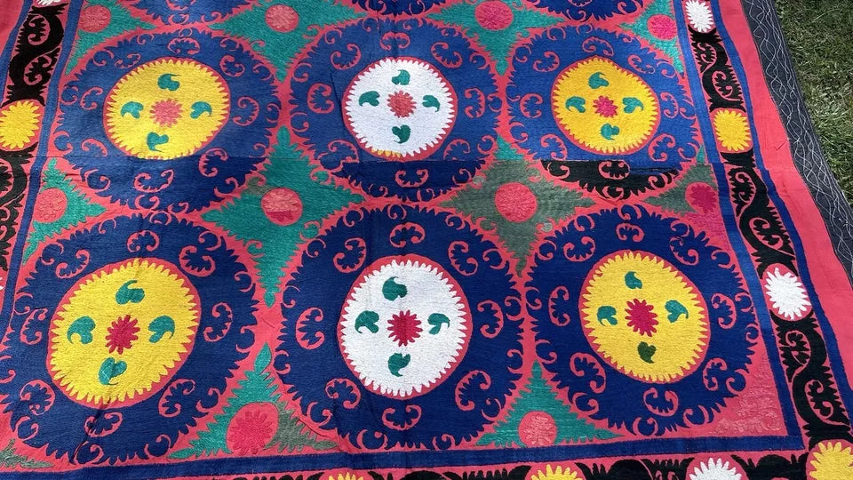 Vintage Uzbek Suzani Wall Hanging & Tablecloth