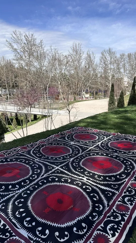 Vintage Uzbek Suzani Wall Hanging & Tablecloth